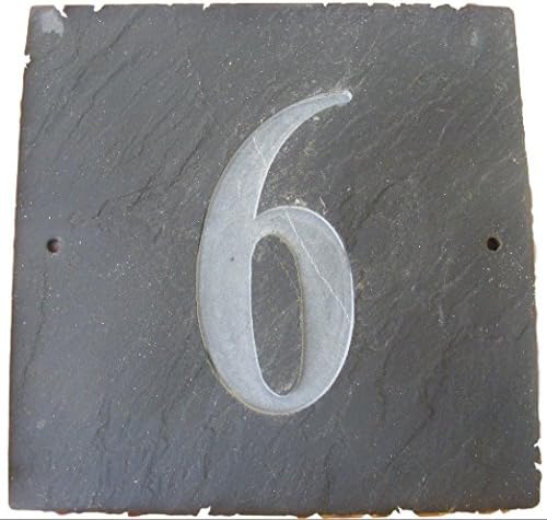 Number 6 Natural Grey Slate House Door Number 6 X 6 inch Deeply Engraved Natural Surface Sign Plaque House Warming Gift 150 X 150mm No 6