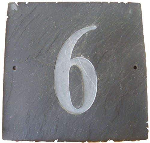 Number 6 Natural Grey Slate House Door Number 6 X 6 inch Deeply Engraved Natural Surface Sign Plaque House Warming Gift 150 X 150mm No 6
