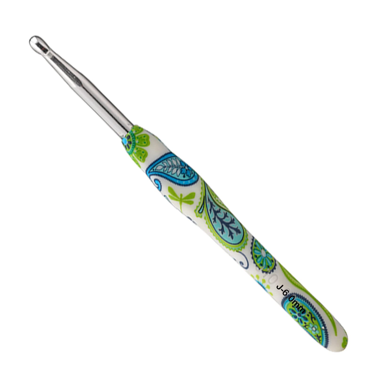 Coopay 6.0mm Crochet Hook UK Size, Solid Metal Crochet Hooks With Ergonomic Rubber Grip For Arthritic Hands