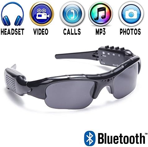 ALLWIHONE 720p Spy Camera Hidden Sunglasses Video Recorder Sport Bluetooth Sunglasses for Men with Bluetooth Headphones Free Mp3 Player Support Micro SD