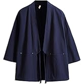 Seidarise Men's Kimono Traditional Japanese Clothing Male Cardigan Noragi Jacket Yukata Coat Haori