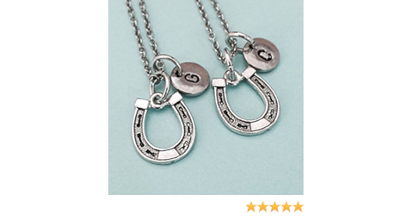 Amazon Com Best Friend Necklace Horseshoe Necklace Good Luck Charm Necklace Bff Necklace Sister Friendship Jewelry Personalize Initial Monogram Handmade Products