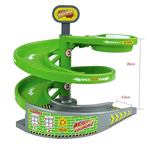 QUOXO Green Rotating Stage with A Race Car, for Magic Track Accessory (Rotary Tower) - Thumbnail 3