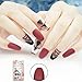 Coffin False Nails with Design Matte Nails 24 Pieces Full Cover Girls Ballerina Fake Nails