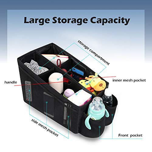 Meinkind Car Organizer Car Trunk Organizer Front & Back Seat Storage Box with 6 Large Pockets, Collapsible Large Car Seat Organizer for Toys & Books