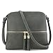 DELUXITY Lightweight Medium Crossbody Bag with Tassel (Grey)