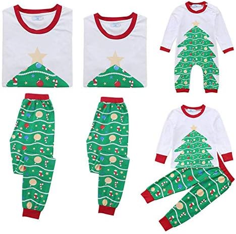 Binwwe Family Matching Christmas Pajamas Set Xmas Tree Top and Pants for Women Men Kids Baby
