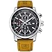 BENYAR Fashion Men's Quartz Chronograph Waterproof Watches Business Casual Sport Design Brown Leather Band Strap Wrist Watch (Silver Black)