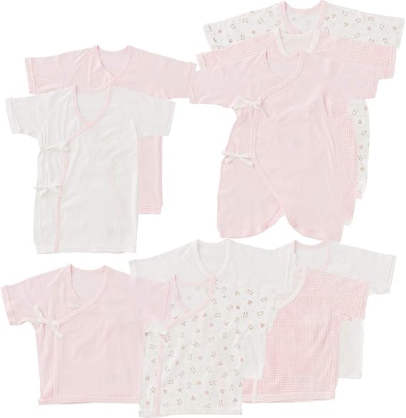 Amazon Co Jp 西松屋 Efd カリフォルニア綿10枚組新生児肌着セット ウサギ クマ ハチ 新生児50 60cm 新生児 ウサギ ピンク 服 ファッション小物