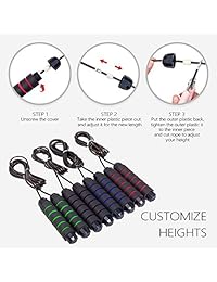 GoxRunx Jump Rope Workout Tangle-  Skipping Rope with Ball Bearing for Exercise, Training, Fitness, Rapid Speed Jump Rope Crossfit Cable with Memory Foam Handles for Women, Men, Kids - 2 Pack