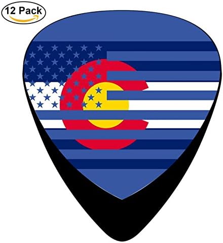 Pimalico Classic Colorado State Flag Design Picks (12 Pack, ) for Electric Guitar, Acoustic Guitar, Mandolin, and Bass / Black