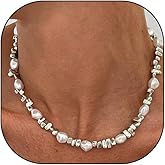 Dainty Gold Pearl Bead Choker Necklace for Women Irregular Liquid Bead Baroque Pearl Collar Necklace Anniversary Valentine's Day Accessories