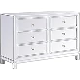 Elegant Decor Reflexion 48" 6-Drawer Metal MDF Mirrored Cabinet in White