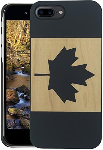 Wood iPhone Case - iPhone 7 PLUS / iPhone 7 PLUS Case - WDPKR Wooden Phone Cover - UNIQUE High Contrast Black Painted Wood Bumper Accessory for Apple iPhone 7 PLUS (Canadian Flag)
