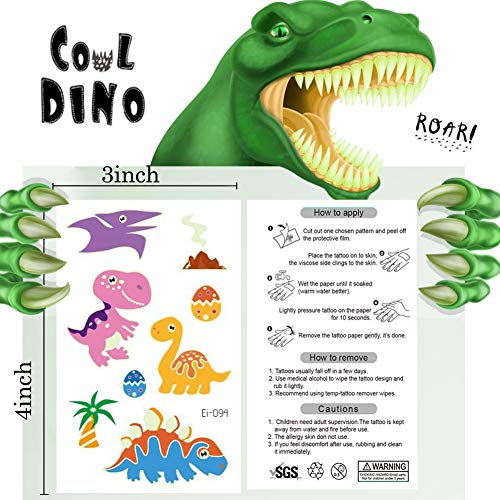 Jatidne Luminous Dinosaur Temporary Tattoos for Kids Glow In The Dark Tattoos for Boys and Girls Birthday Party Dinosaur Party Favor Supplies