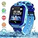 SZBXD Kids Waterproof Smart Watch, GPS Tracker Phone SOS Anti-Lost Alarm Sim Card Slot Touch Screen Voice Chat Smartwatch Birthday for Children Girls Boys (Blue)