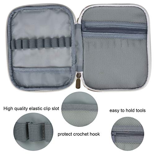 KOKNIT Crochet Hook Case, Zipper Storage Organizer Bag with Web Pockets for Crochet Needles/Knitting Accessories/Crochet Hook Kit Tools, Lightweight, Easy to Hold - Without Hooks and Accessories