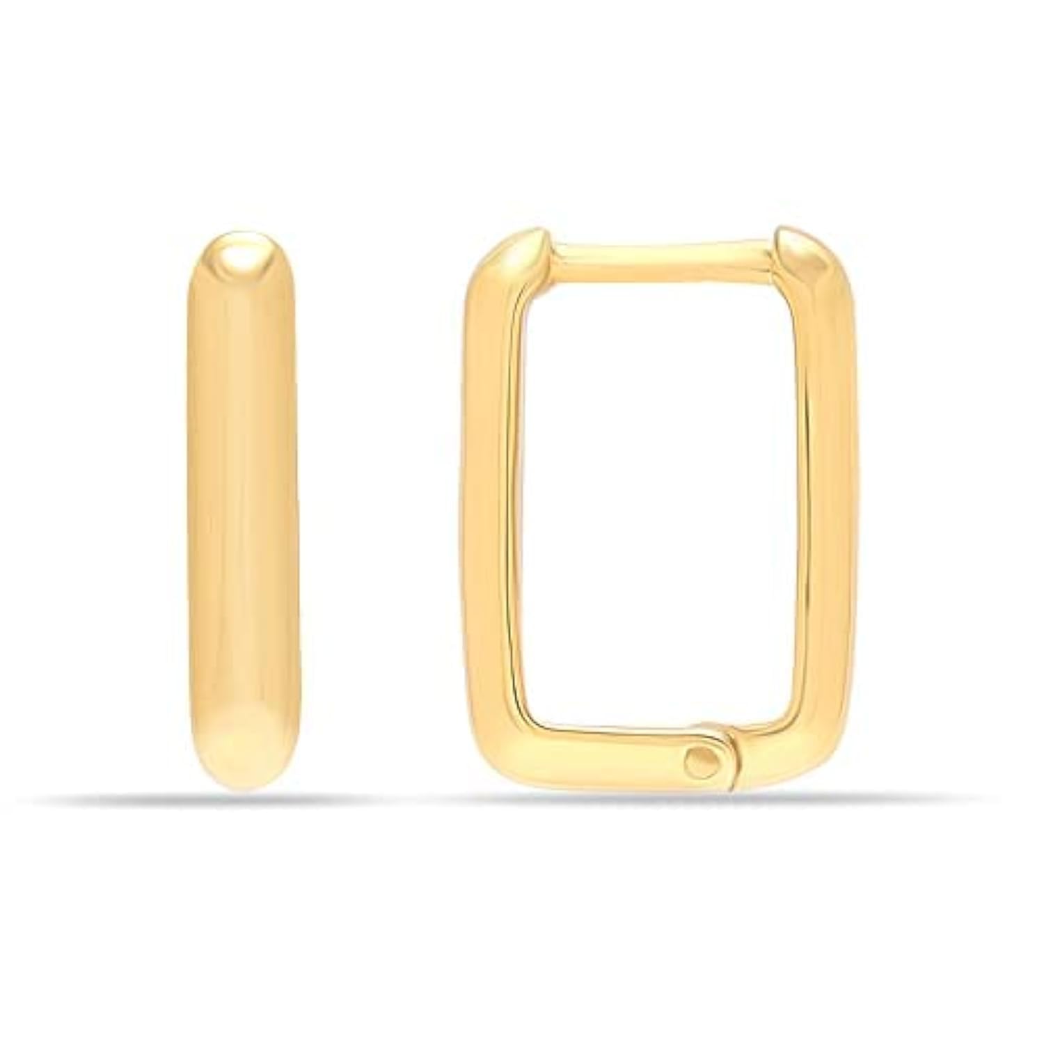 Charmsy 925 Sterling Silver Elegant 18K Gold-Plated 925 Sterling Silver Plain Ovate Huggies Hoop Earrings for Women Teen | Lightweight Silver Earrings Jewellery Gift for Women