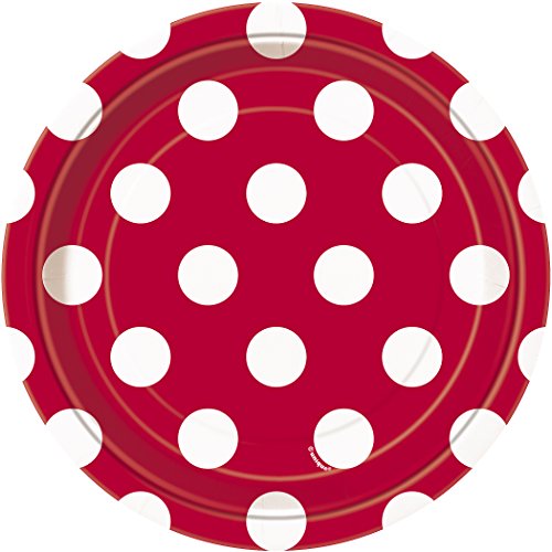 Red Polka Dot Paper Cake Plates, 8ct