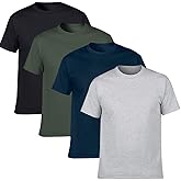 NewDenBer Men's Classic Basic Solid Crew Neck Soft Cotton T-Shirt 4 Pack