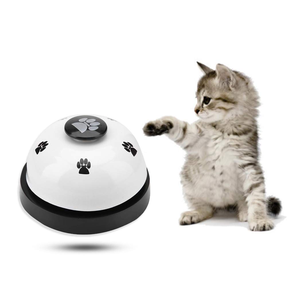 Smandy Dog Door Bell and Press Bell Pet Training Press Bell Iron Sturdy Pet Bell Desk Bell Call Bell for Dog Toilet Training Bell Interaction Bell (White)