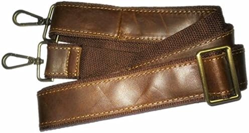 Men's Detachable and Adjustable Genuine Leather &amp; Braided Briefcase Messenger Bag Straps, Shoulder Bag Straps, Leather Laptop Bag Straps (Brown)