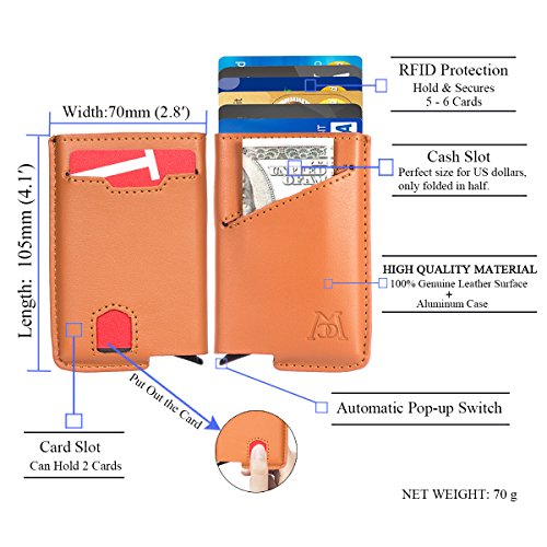 ManChDa RFID Blocking Business Card Holder credit Card Case Leather Wallet