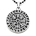 Guidepost Compass Talisman Viking Protection Vegvisir Elder Futhark Pendant W Black Ball Chain