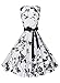 Anni Coco Women's 1950s Hepburn Vintage Swing Dresses With Ribbon Belt Floral 7 Small