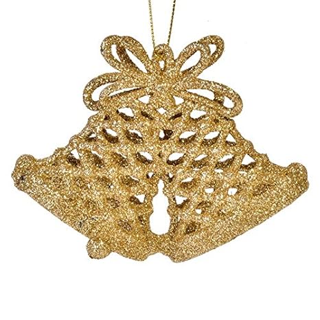 Tradebox 3 St 11 Cm Gold Glitter Weihnachtsglocken