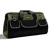 FASTECH 22-inch Wide Mouth Tool Bag with Water Proof Molded Base, Wide Mouth Tool Tote Bag, Waterproof Tool Organizer Bag for Men with Adjustable Shoulder Strap(No Bottom Shell)