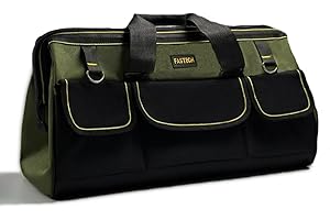 FASTECH 22-inch Wide Mouth Tool Bag with Water Proof Molded Base, Wide Mouth Tool Tote Bag, Waterproof Tool Organizer Bag for Men with Adjustable Shoulder Strap(No Bottom Shell)