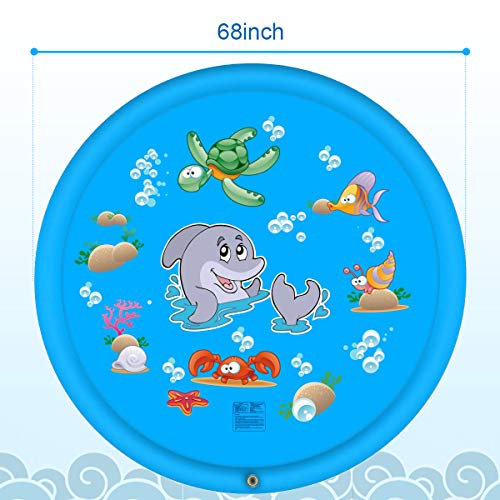 CPSYUB Sprinkler & Splash Play Mat Upgraded 68" Sprinkler Pad Water Toys Fun for 1 2 3 4 5 Year Old Boys Girls, Kids Toddlers Outdoor Party Sprinkler Toy