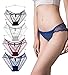 Sexy High Cut Underwear for Women Peacock Pattern Transparent Soft Lace Briefs Lingerie (Black Purple Red White, Pack of 4) (XL US/L, Black Blue Red White)