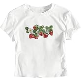 Verdusa Women's Cartoon Graphic Crop Tops Y2k Short Sleeve Crew Neck Fitted T Shirts