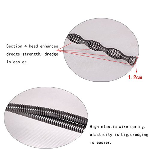 Augers Plumbing Snake Pipe Cleaner Cleaning Clog Sink Plumbing 1/4" x 13' Spring Cable(Black) #81226
