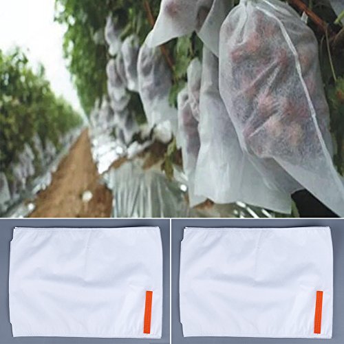 50pcs Non-Woven Fruit Protect Bags, Garden Plant/Fruit/Flower Protect Bag Insects Mosquito Bug Net Barrier Bag, Waterproof Breathable Garden Netting Bag for Protecting Figs,Grapes,Guava(2638cm,White)