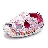 Lidiano Baby Toddler Sewing PU Leather Hook & Loop Cartoon Non-slip Sandals (6-12 Months, Pink)