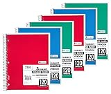 Mead Spiral Notebook, 3 Subject, College Ruled, 8 x 11 Inch, 120 Sheets, Pack of 6