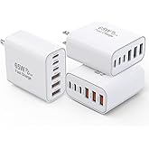 3 Pack 65W GaN Type C Wall Charger Block,6-Port Fast Charging Block,PD USB C Plug Adapter+QC Plug Compatible with Apple iPhone 17/17 Air/16E/16Pro Max/16Plus/16/15/14/13/12/11/XS Max,iPad Pro,AirPods