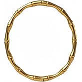 Sugar and Cloves 18K 18 Karat Yellow Gold Plated over Stainless Steel Bamboo Textured Bangle Bracelet, Nickel Free Waterproof hypoallergenic, Tarnish Resistant