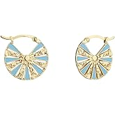 Vanbelle Genuine 18K Gold Plated Texture & Enamel Hoop Earrings for Women