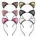 XIMA 6pcs Glitter Cat Ears Headband for Girls Reversible Sequin Girls Headbands Kids Hair Hoop Headwear (Sequin-6pcs)