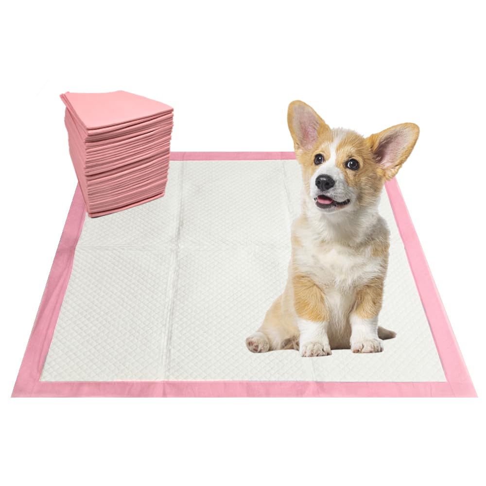 Photo 1 of 3Q Pink Puppy Pee Pads, 50 Count - 22 x 22 Inch Dog Training Pads, Leak-Proof Quick Absorb 6-Layer Design for Pet Potty Training, Ideal for Puppies, Cats, Rabbits, and Guinea Pigs