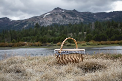 2 Picnic+Country+Basket+White+Striped
