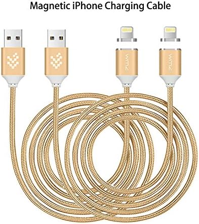Magnetic Lightning Charging Cable,WMZ [2 Pack] 8 Pin Lightning to USB Cable Nylon Braided Charging and Data Sync Cord for iPhone 5, 5c, 5s, SE, 6, 6 Plus, 6s, 6s Plus, 7, 7 Plus(3.3ft Gold)