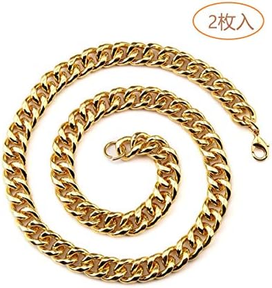 2枚入ネックレス メンズ 喜平チェーン mm 60cm 14kゴールド ステンレス 太目 チョーカー 希望者のみラッピング無料 ダンサー ラッパー リンク キヘイ 24インチ ヒップホップ