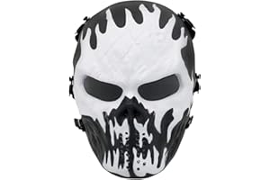 Fanjin Tactical Mask Skull Full Face Masks, Airsoft Mask, for Halloween Cosplay Party CS Survival Games Shooting