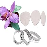 AK ART KITCHENWARE Gum Paste Orchid Petal Decoration Kit Leaf and Flower Tool Set Stainless Steel Cookie Cutter Set Silicone Veining Mold Petal Sugar Flower Making Tool A345&VM006