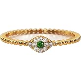 L & M Accessorize - 925 Sterling Silver 18K Yellow and White Gold Plated Emerald and Saphire Eye Ring